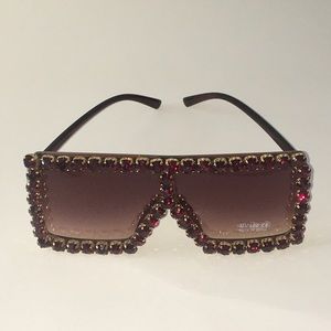 New Large Square Brown Rhinestone Sunshades